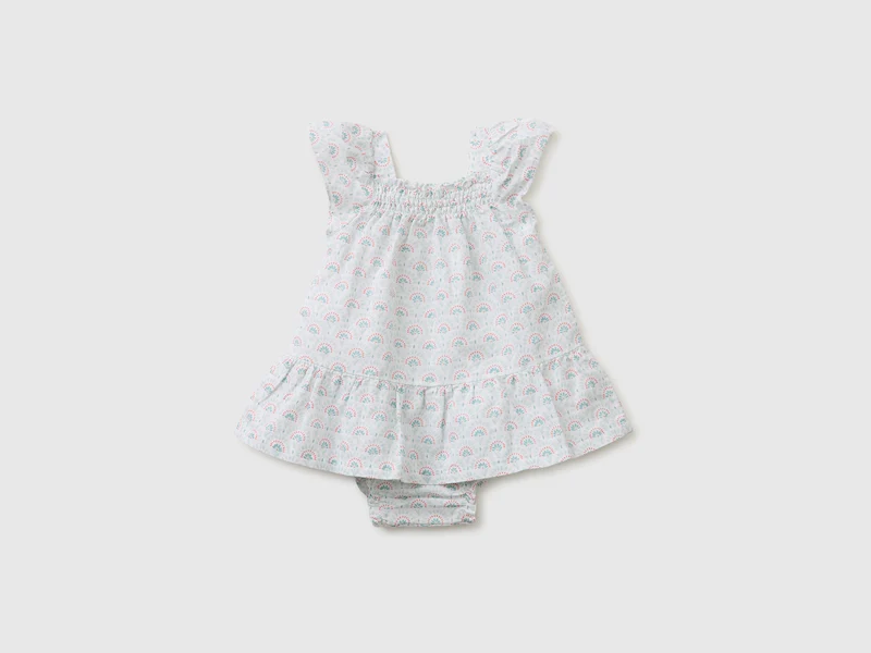Geblümtes Kleid aus Leinenmischung