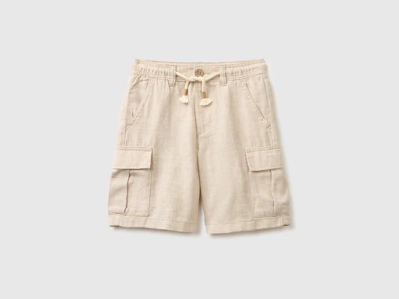 Cargo-Bermuda-Shorts aus Leinenmischgewebe