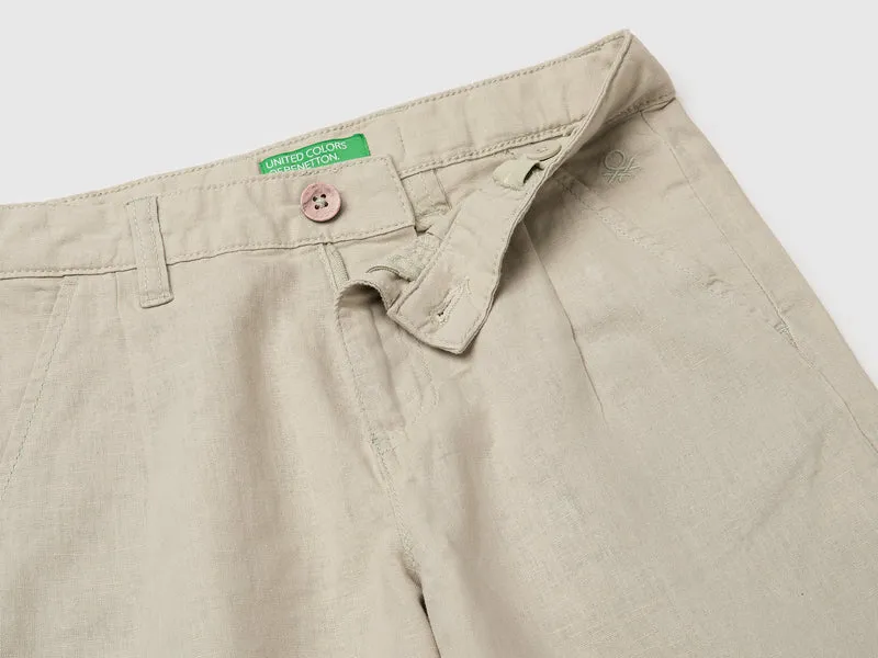 Shorts aus Leinenmischgewebe