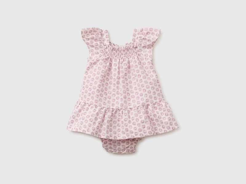 Geblümtes Kleid aus Leinenmischung