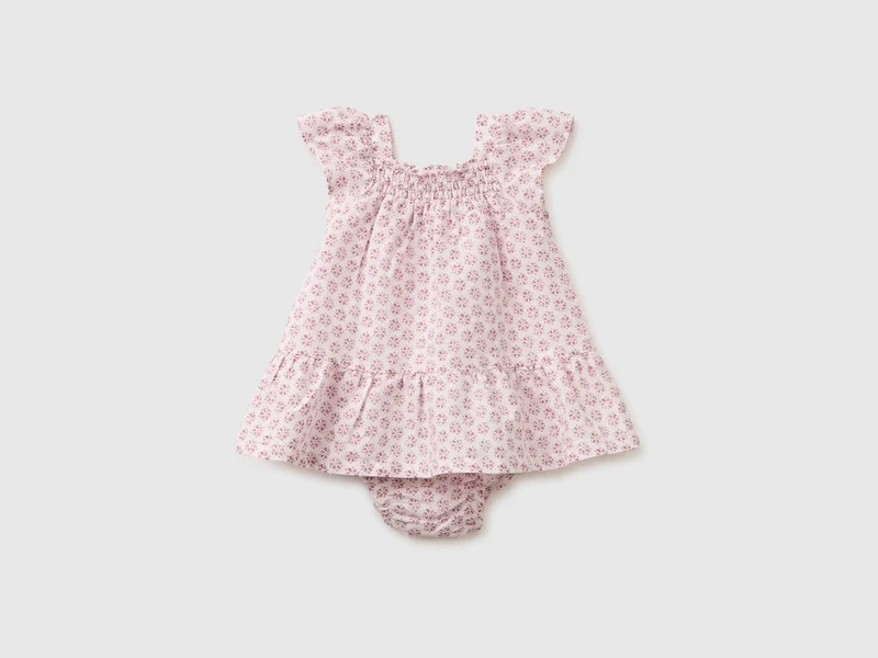 Geblümtes Kleid aus Leinenmischung