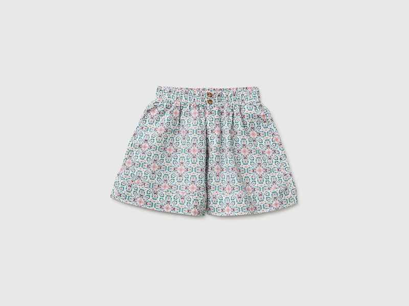 Shorts aus Leinenmischung mit Blumenmuster