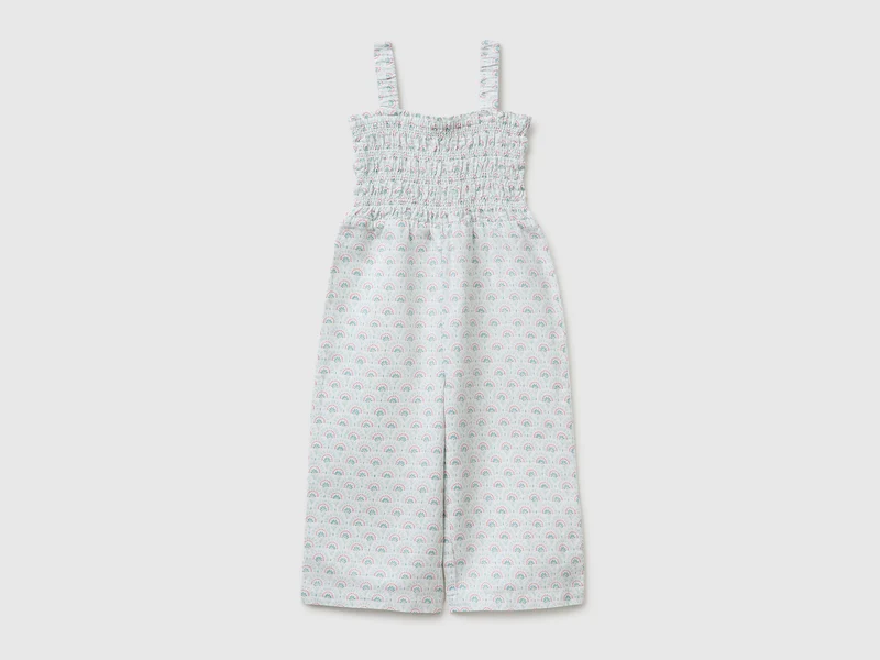 Jumpsuit aus Leinenmischung mit Blumenmuster