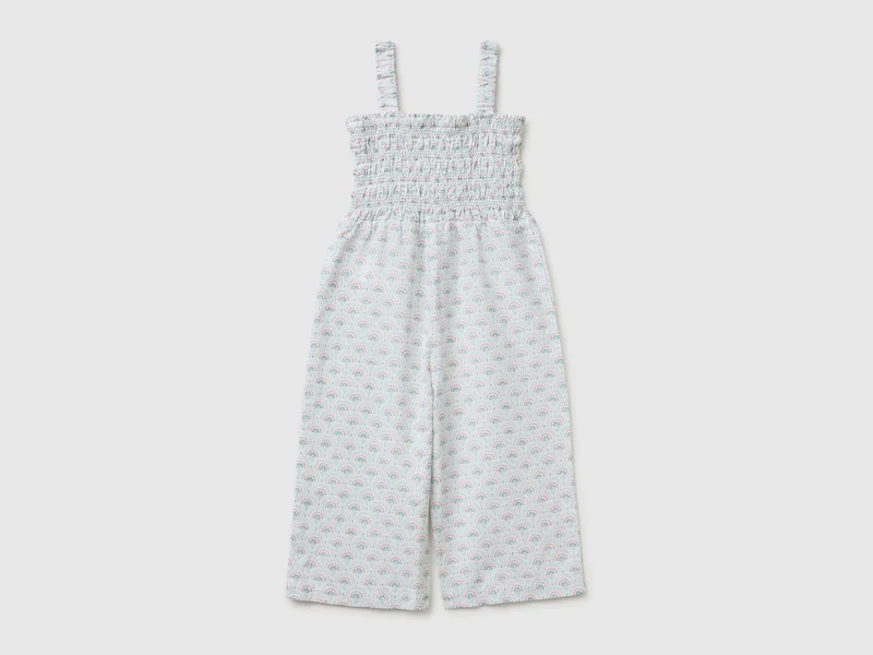 Jumpsuit aus Leinenmischung mit Blumenmuster