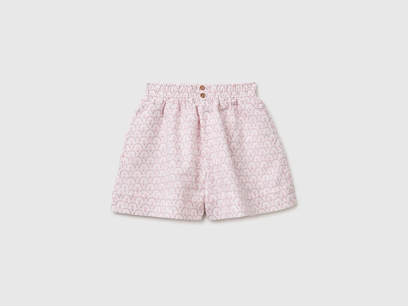 Shorts aus Leinenmischung mit Blumenmuster
