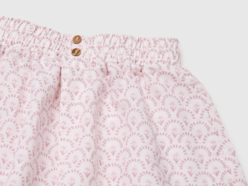 Shorts aus Leinenmischung mit Blumenmuster