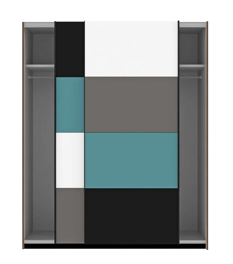 Jugendzimmer RAVEN mit Schwebetürenschrank Schlammeiche Weiß Grün Grau