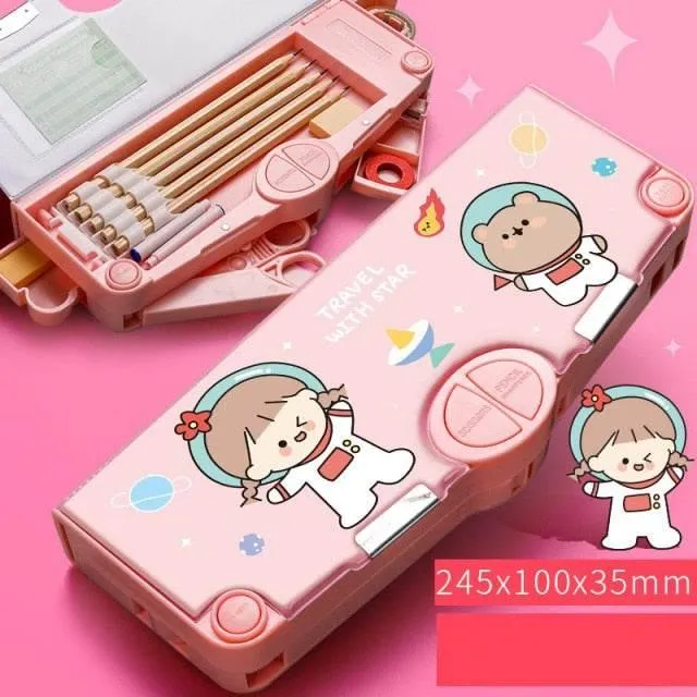 Cute Kids Cartoon Pencil Box - School Organizer