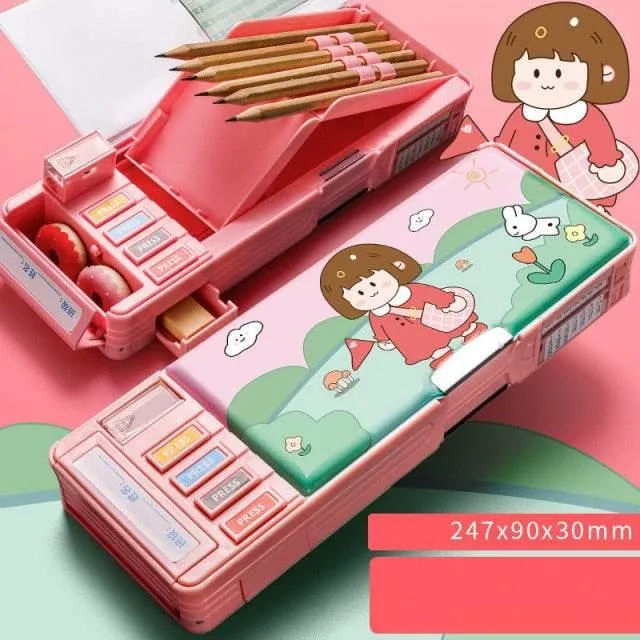 Cute Kids Cartoon Pencil Box - School Organizer