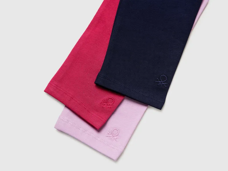 Drei Leggings aus Stretch-Baumwolle