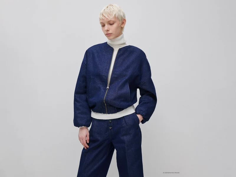 Jeans-Bomberjacke mit Lurex