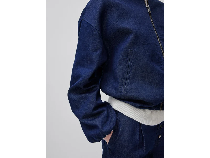 Jeans-Bomberjacke mit Lurex