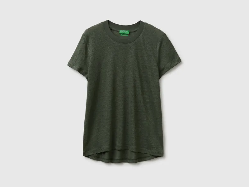 T-Shirt mit Rundhalsausschnitt aus reinem Leinen