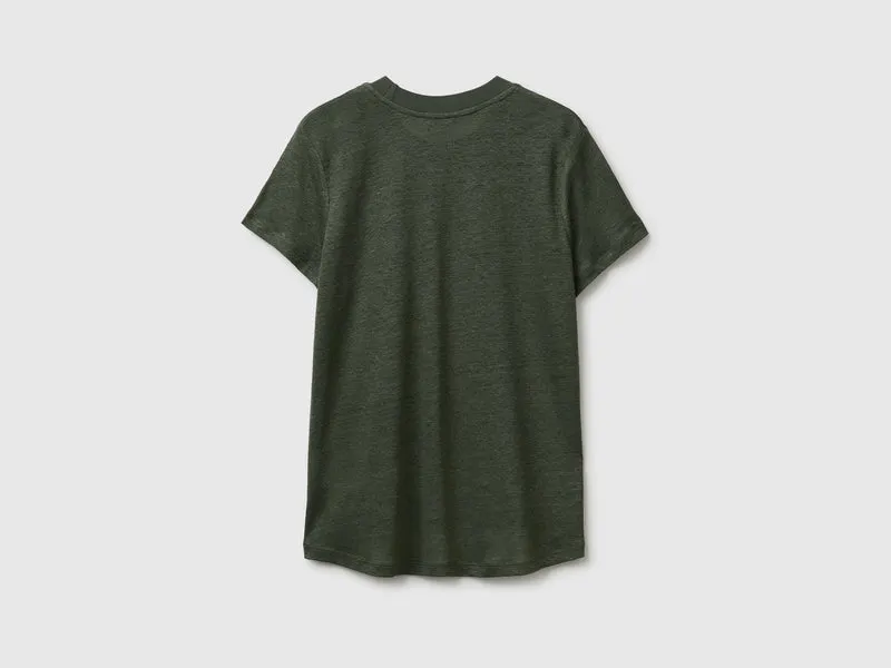 T-Shirt mit Rundhalsausschnitt aus reinem Leinen