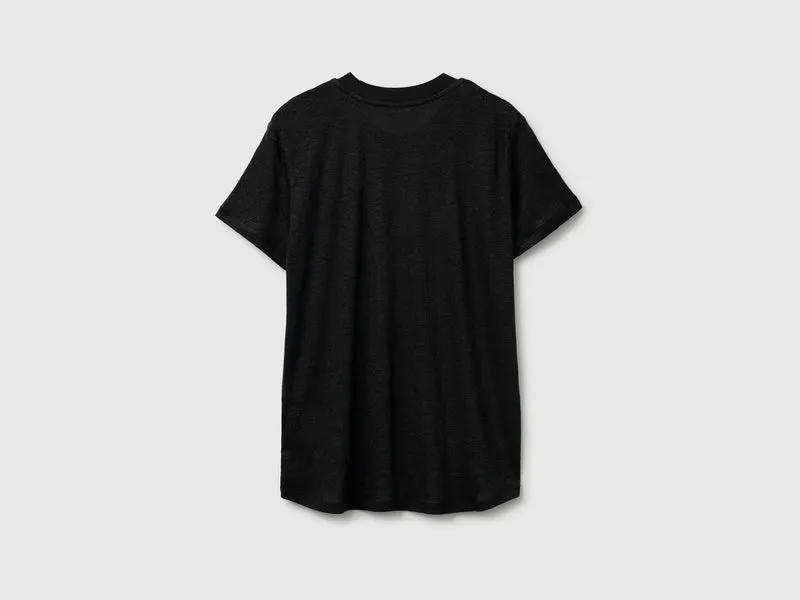 T-Shirt mit Rundhalsausschnitt aus reinem Leinen