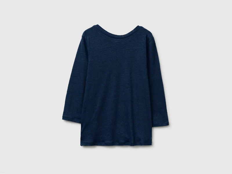 T-Shirt mit U-Boot-Ausschnitt aus reinem Leinen