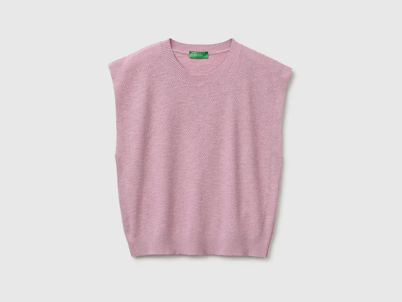 Ärmelloser Pullover aus Leinenmischung