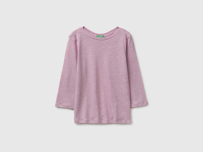 T-Shirt mit U-Boot-Ausschnitt aus reinem Leinen