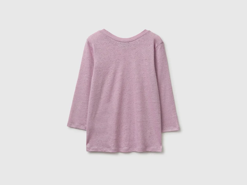 T-Shirt mit U-Boot-Ausschnitt aus reinem Leinen