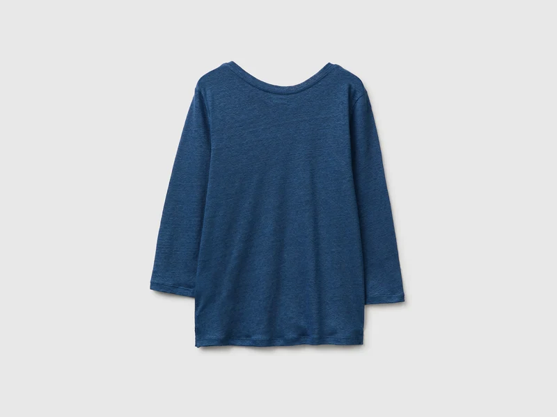 T-Shirt mit U-Boot-Ausschnitt aus reinem Leinen
