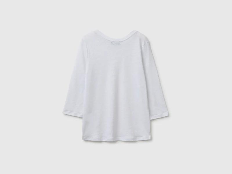 T-Shirt mit U-Boot-Ausschnitt aus reinem Leinen