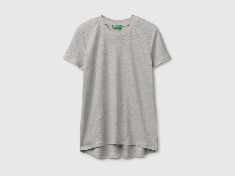 T-Shirt mit Rundhalsausschnitt aus reinem Leinen