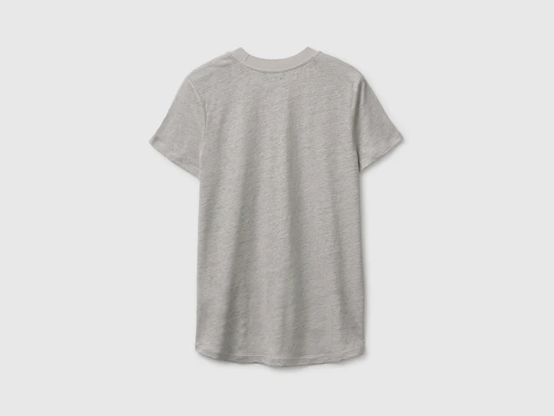T-Shirt mit Rundhalsausschnitt aus reinem Leinen