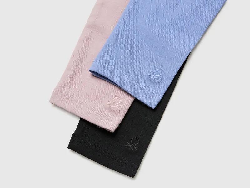 Drei Leggings aus Stretch-Baumwolle