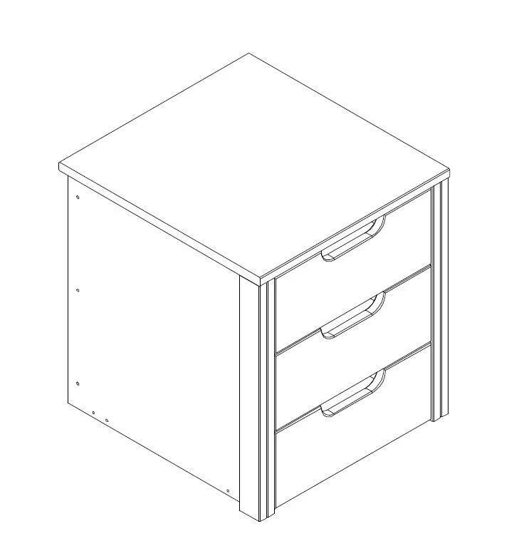 Schubladenblock passend zum Schrank NAYA für 1-trg. Element 45 cm