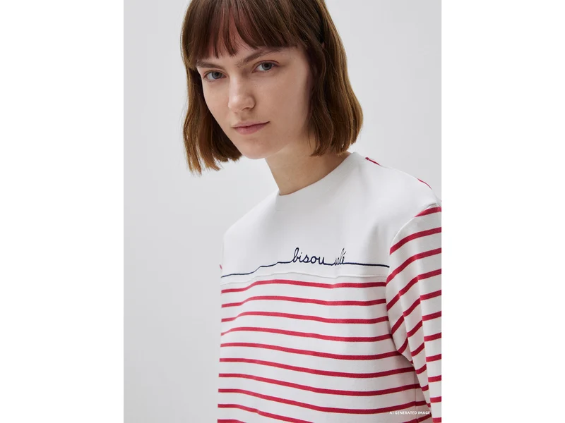 Gestreiftes Matrosen-T-Shirt mit Stickerei