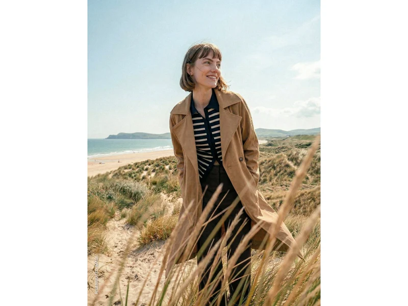 Langer Trenchcoat aus Wildleder
