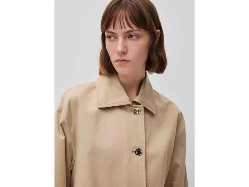 Langer Trenchcoat mit gestreiftem Futter