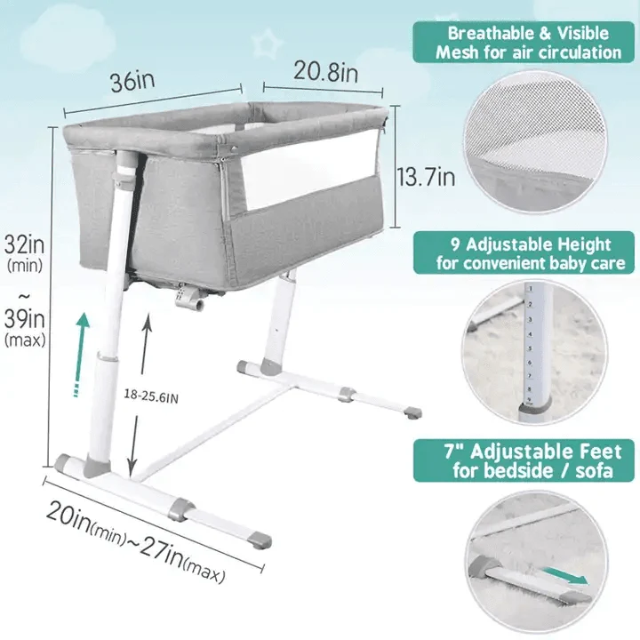 Lightweight Adjustable Baby Crib - Sweet Dreams Bedside Nursery Crib