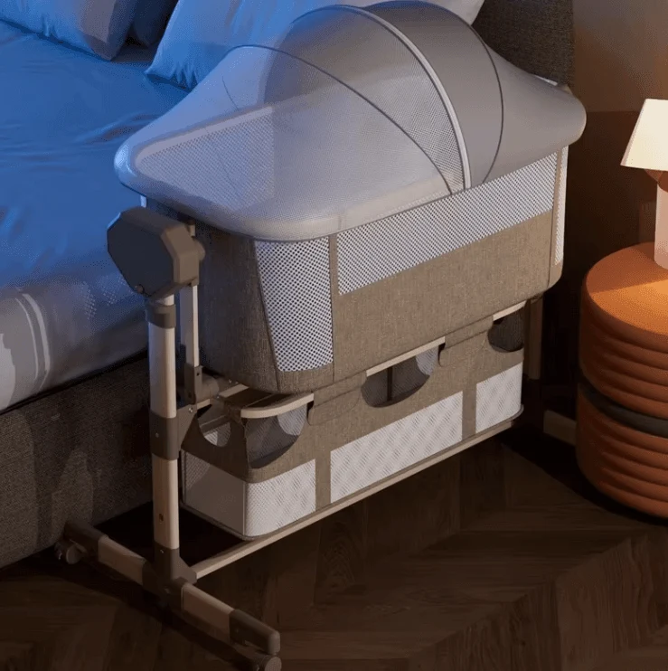 Multifunctional Baby Crib with Smart Bedside Remote Control