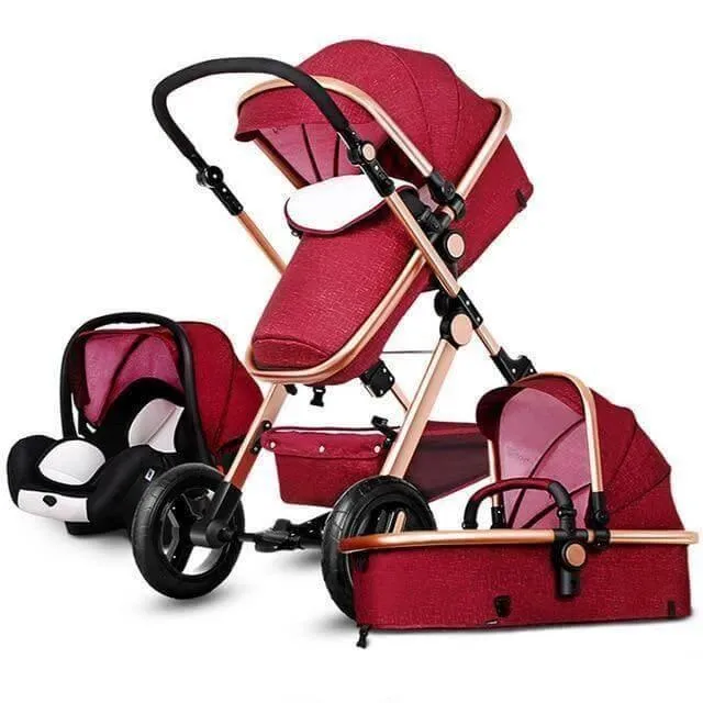 3-in-1 European Baby Stroller with Basket Carriage