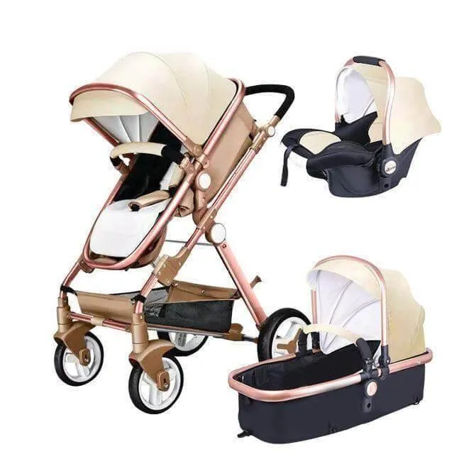 3-in-1 European Baby Stroller with Basket Carriage