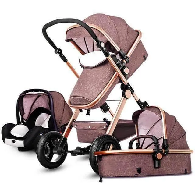 3-in-1 European Baby Stroller with Basket Carriage