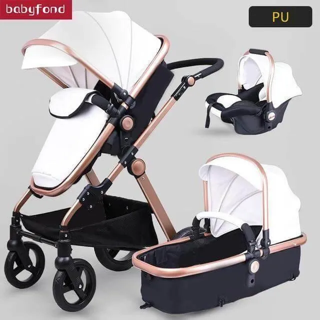 3-in-1 European Baby Stroller with Basket Carriage