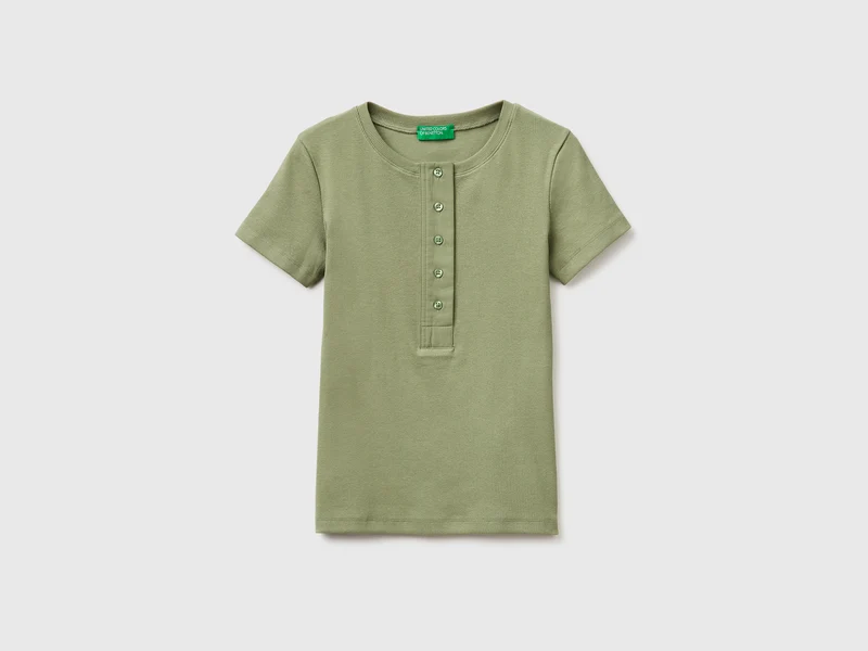 Geripptes Henley-T-Shirt