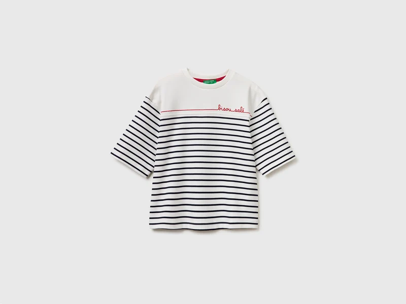 Gestreiftes Matrosen-T-Shirt mit Stickerei