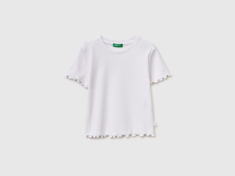 Schmal geschnittenes, geripptes T-Shirt