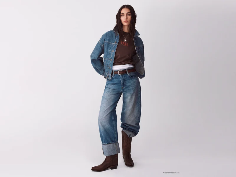 Vintage-Waschung, verkürzte Jeans mit umgeschlagenem Saum