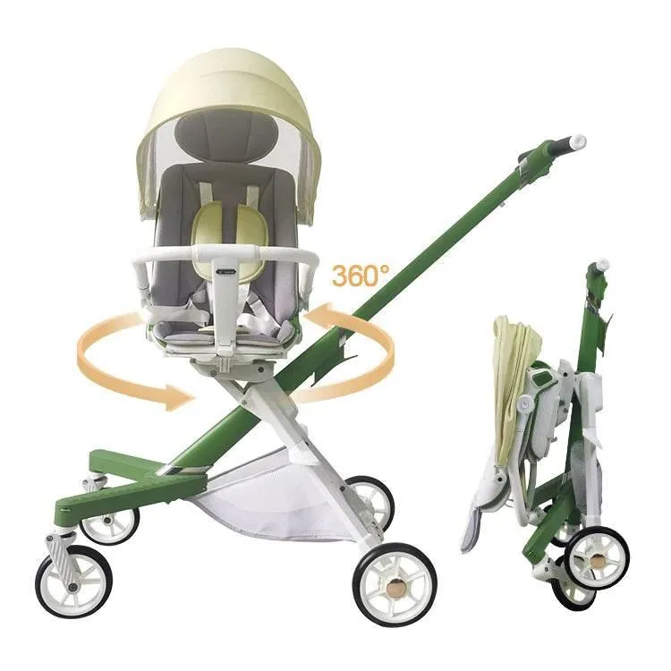 360 Rotating Folding Baby Stroller - Travel Pushchair