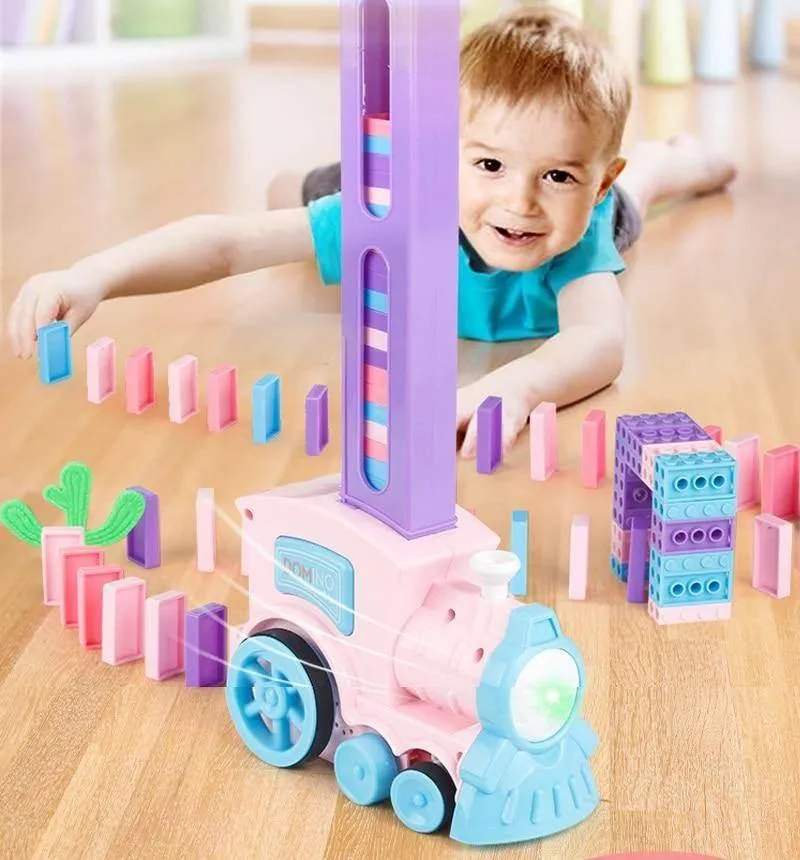 Domino Train Maker Toy Set - Creative Wooden Building Blocks