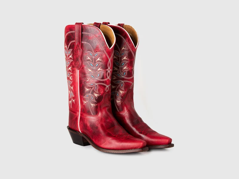 Hohe rote Texan-Stiefel