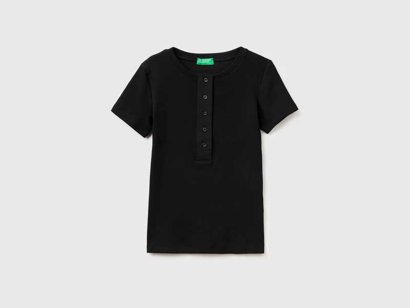 Geripptes Henley-T-Shirt