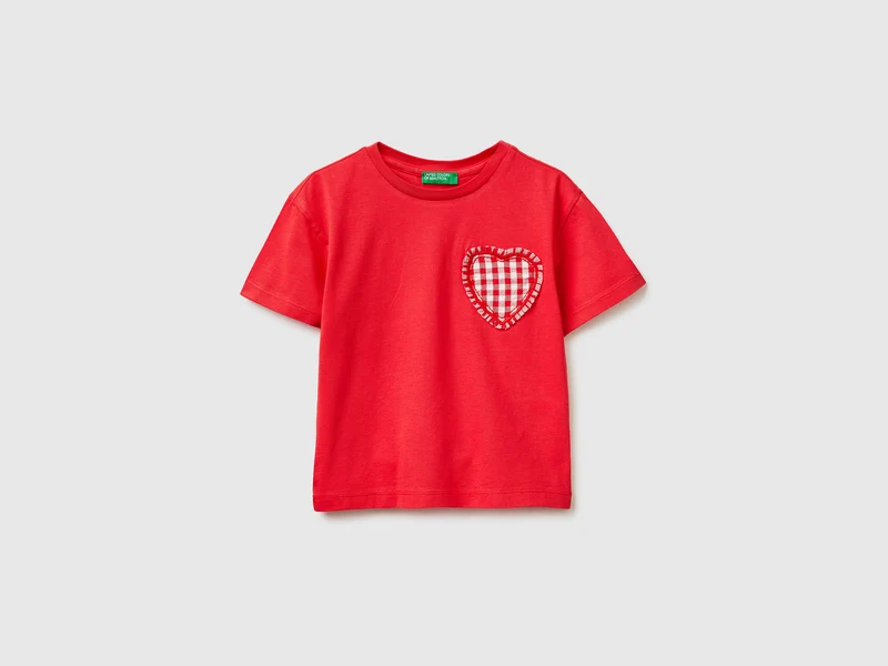 T-Shirt mit Vichy-Karo-Aufnäher