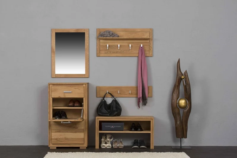 Wandgarderobe Hakenleiste Wildeiche Massivholz geölt, Basel