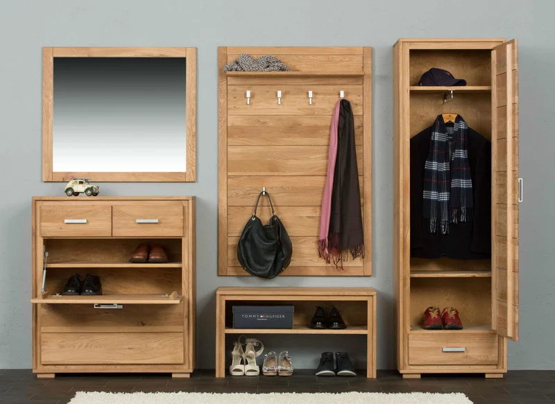 Schuhschrank Schuhkipper 91 cm Wildeiche massiv geölt, Basel