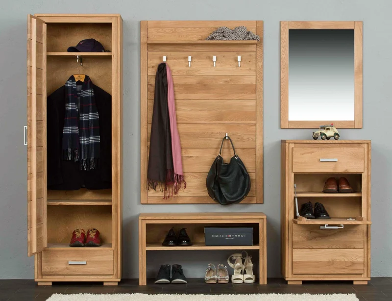 Schuhschrank Schuhkipper 61 cm Wildeiche massiv geölt, Basel